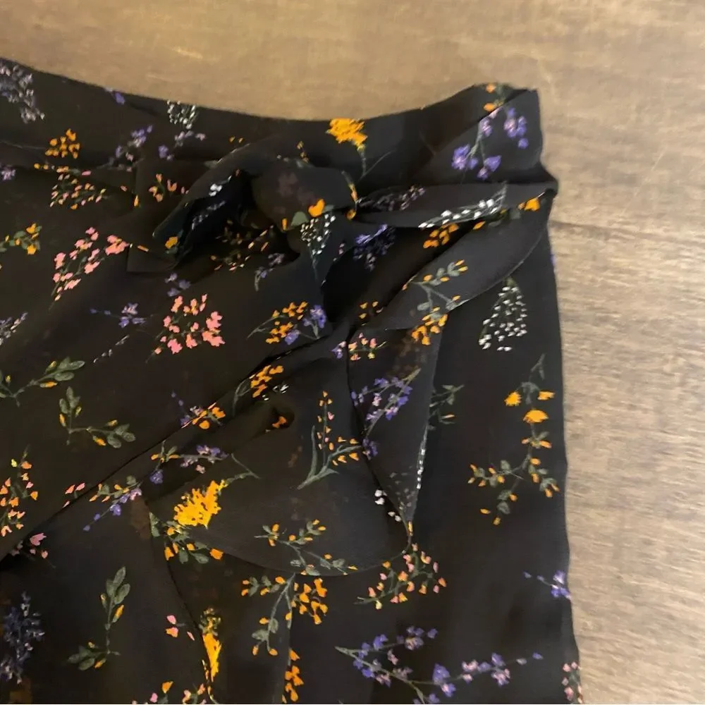 Rebecca Minkoff Asymmetrical Black Floral Mini Skirt